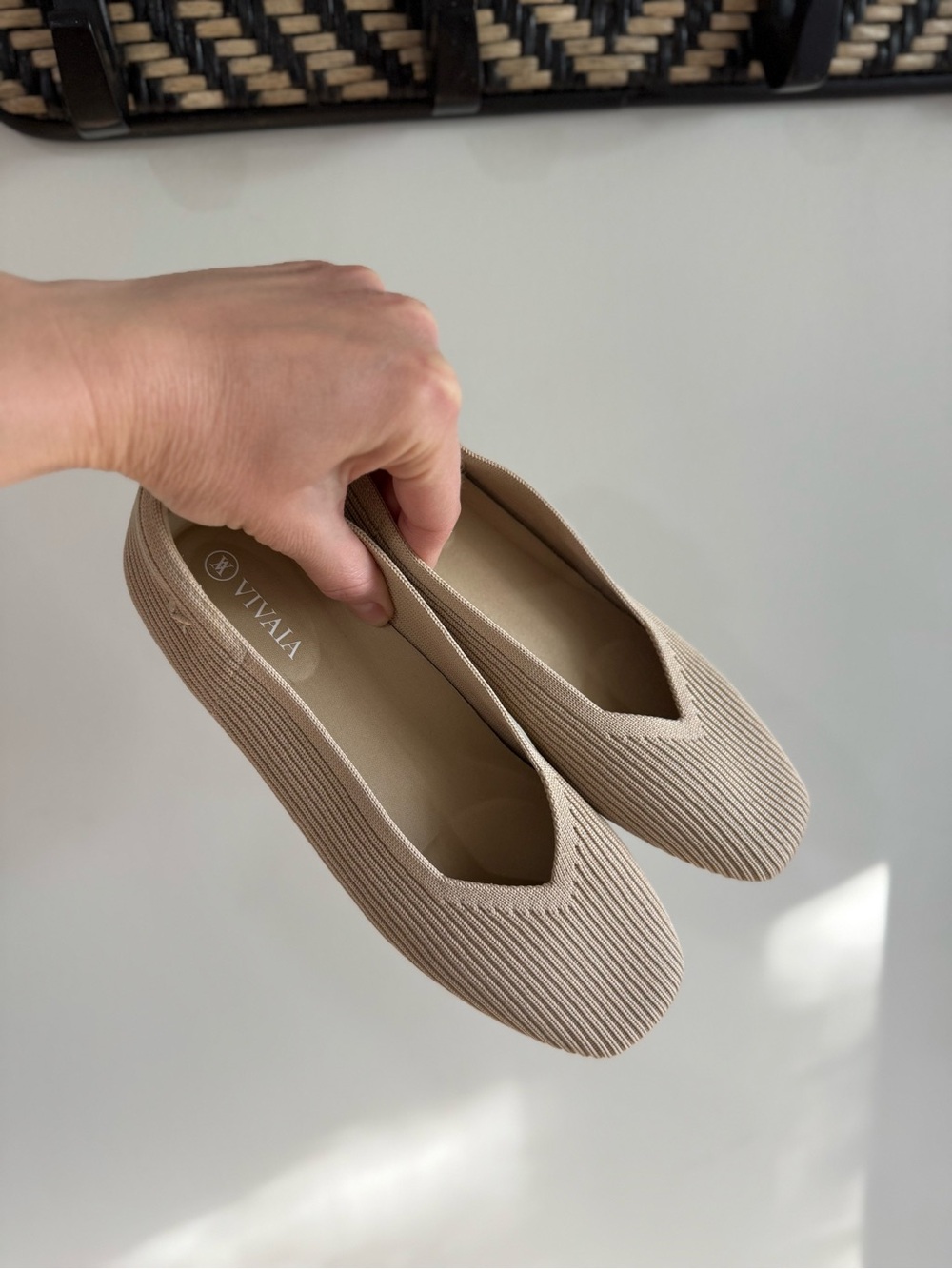Vivaia Square-Toe V-Cut Flats (Margot 2.0) - Almond - EU Size 36.5/ US 6